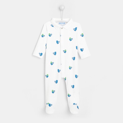 Baby boy footed pajamas with seagull print