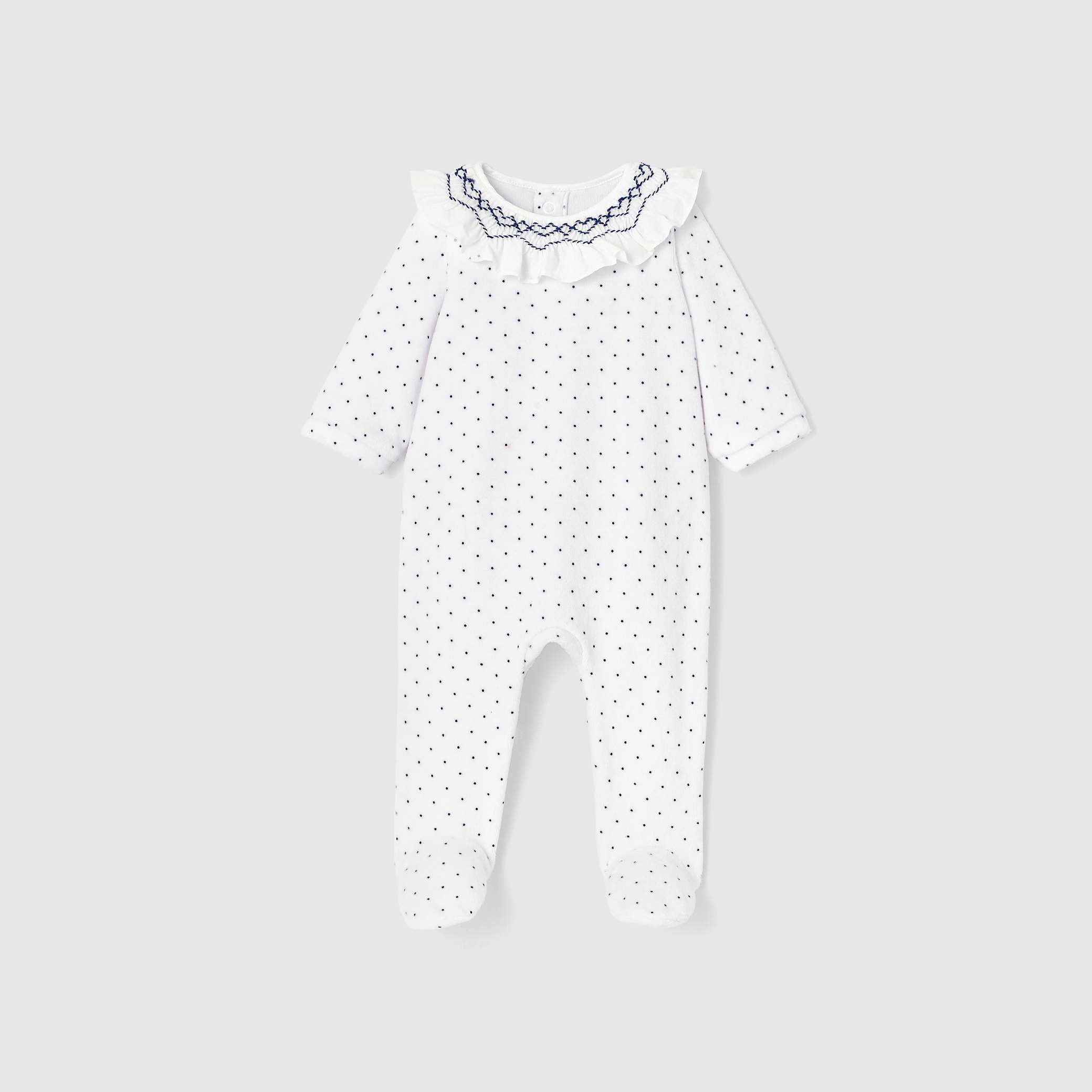 Baby girl loop velvet footed pajamas
