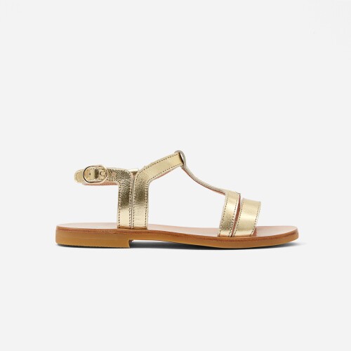 Girl iridescent leather sandals