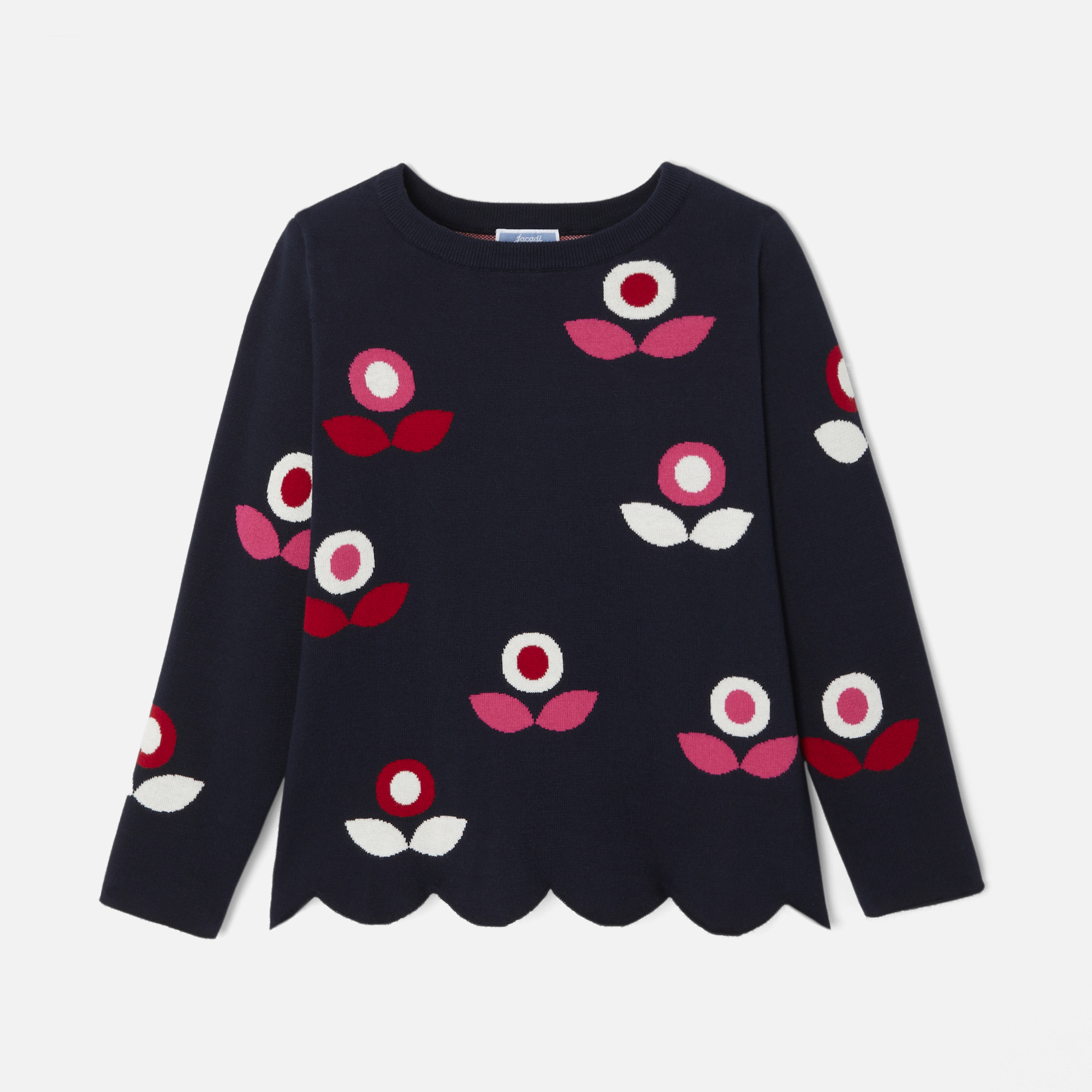 Girl jacquard flower sweater