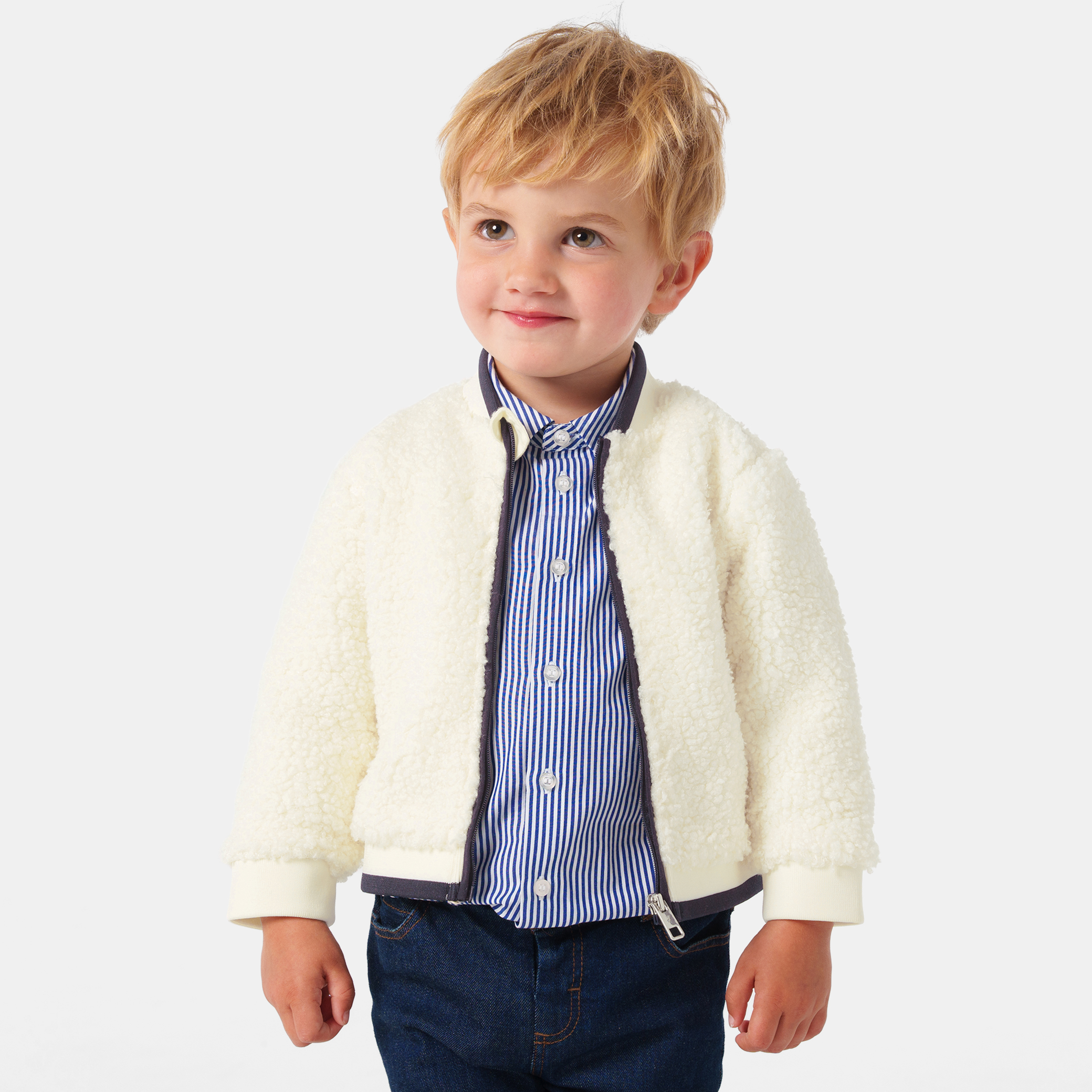 Baby boy zipped jacket in sherpa