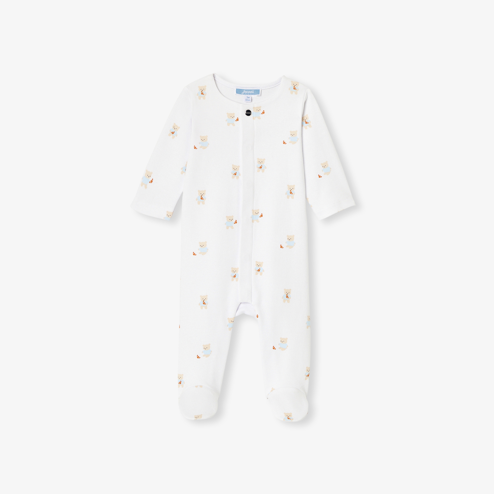 Pijama bebelusi din bumbac organic cu ursuleti si croissante