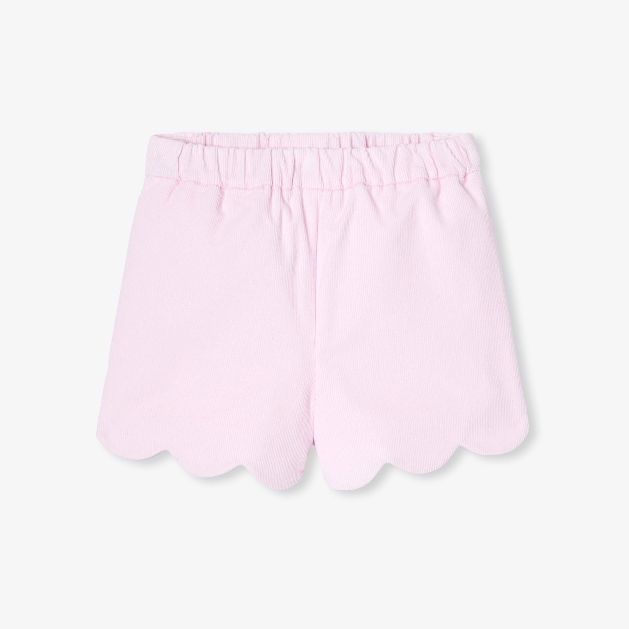 Pantaloni scurti pentru fetite din catifea roz pudrat cu buzunare in forma de floare