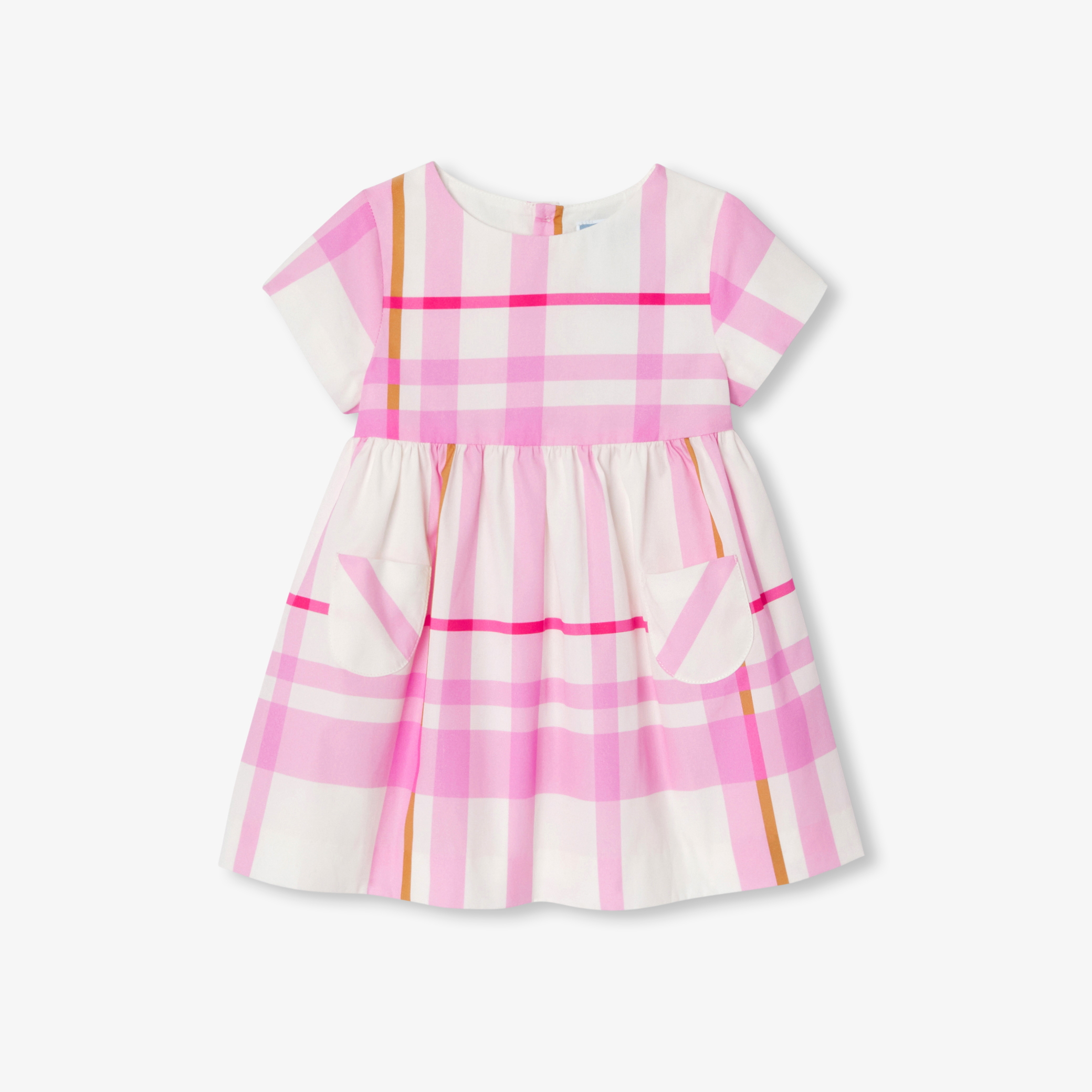 Rochie pentru fetite din poplin de bumbac cu carouri si buzunare aplicate