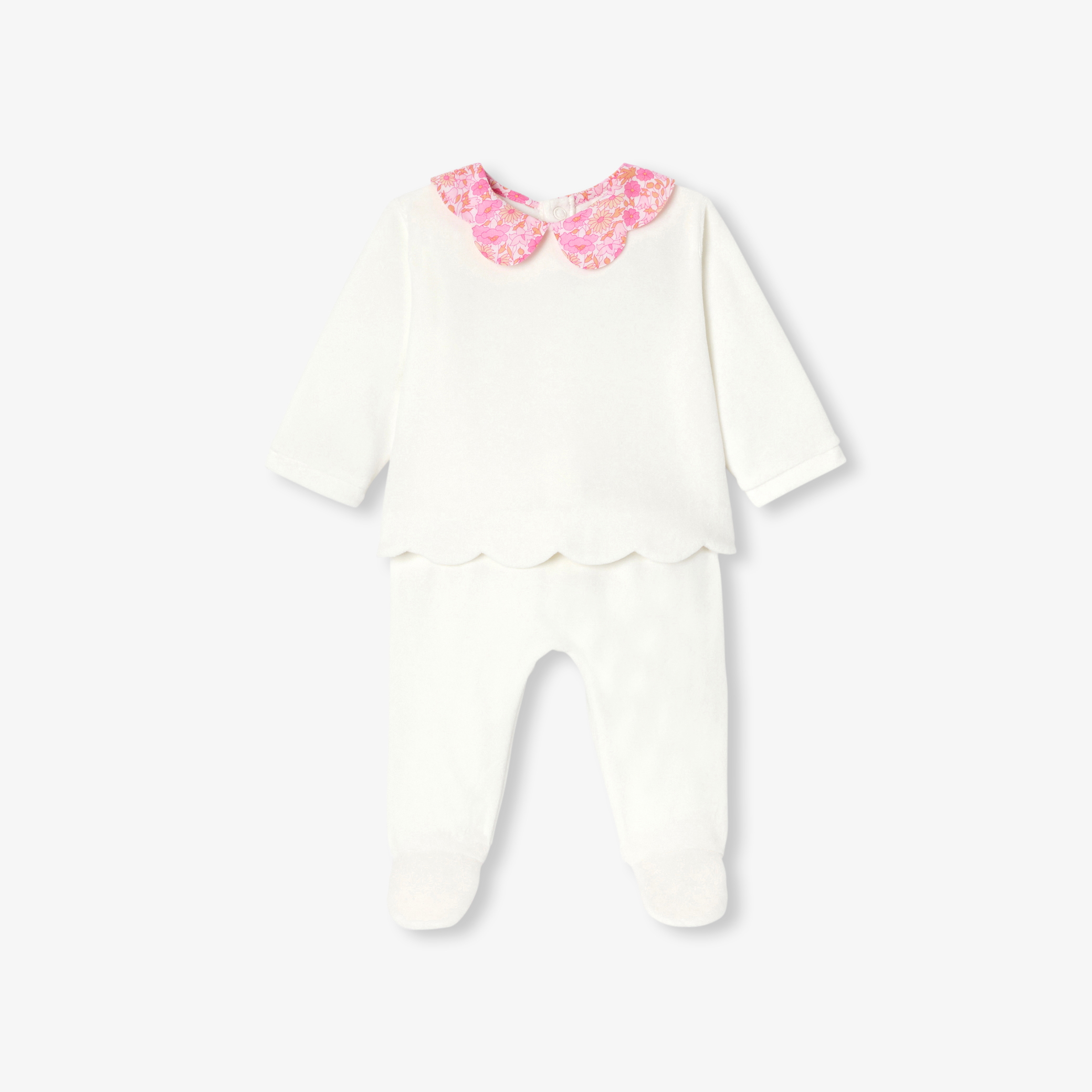 Set din catifea pentru bebelusi cu guler Liberty