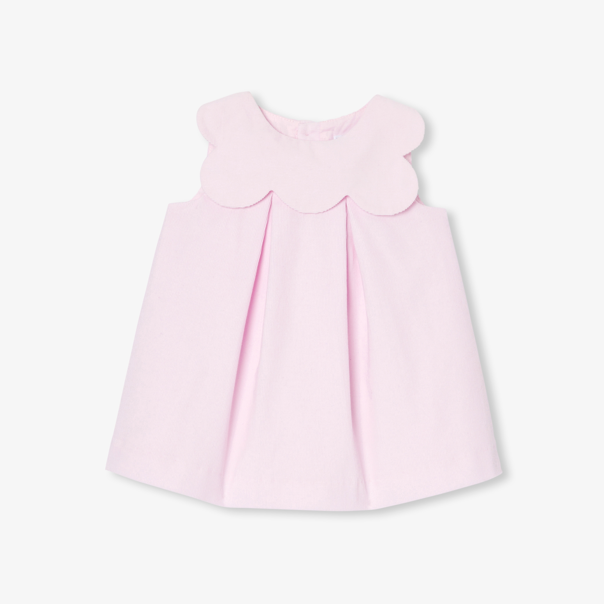 Rochie din catifea roz pentru bebelusi cu guler decorativ
