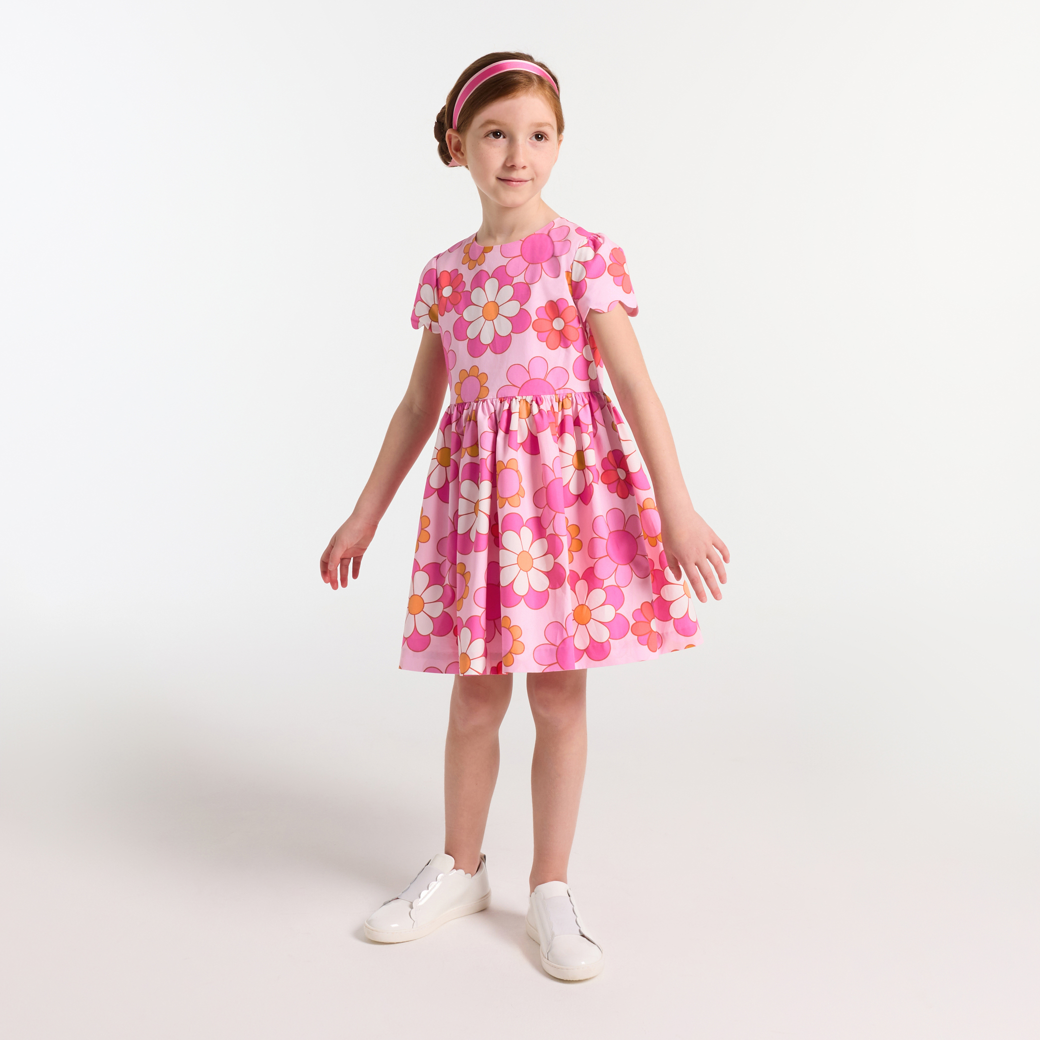 Rochie pentru fete din poplin cu flori supradimensionate