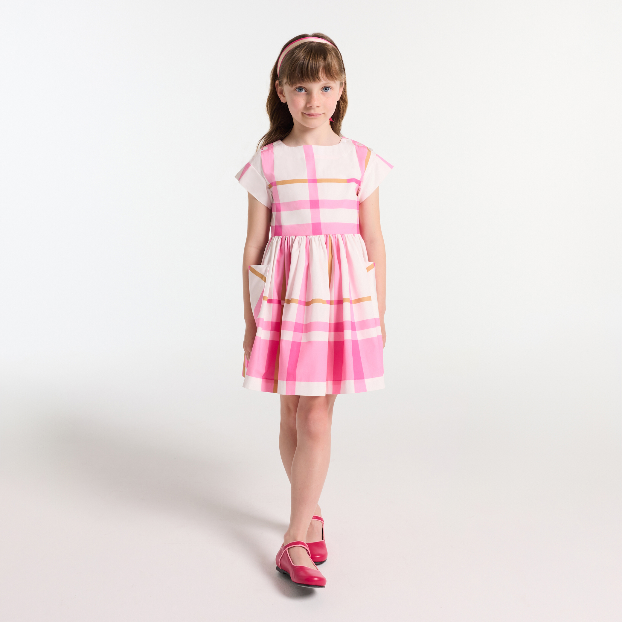 Rochie pentru fete din poplin cu carouri supradimensionate