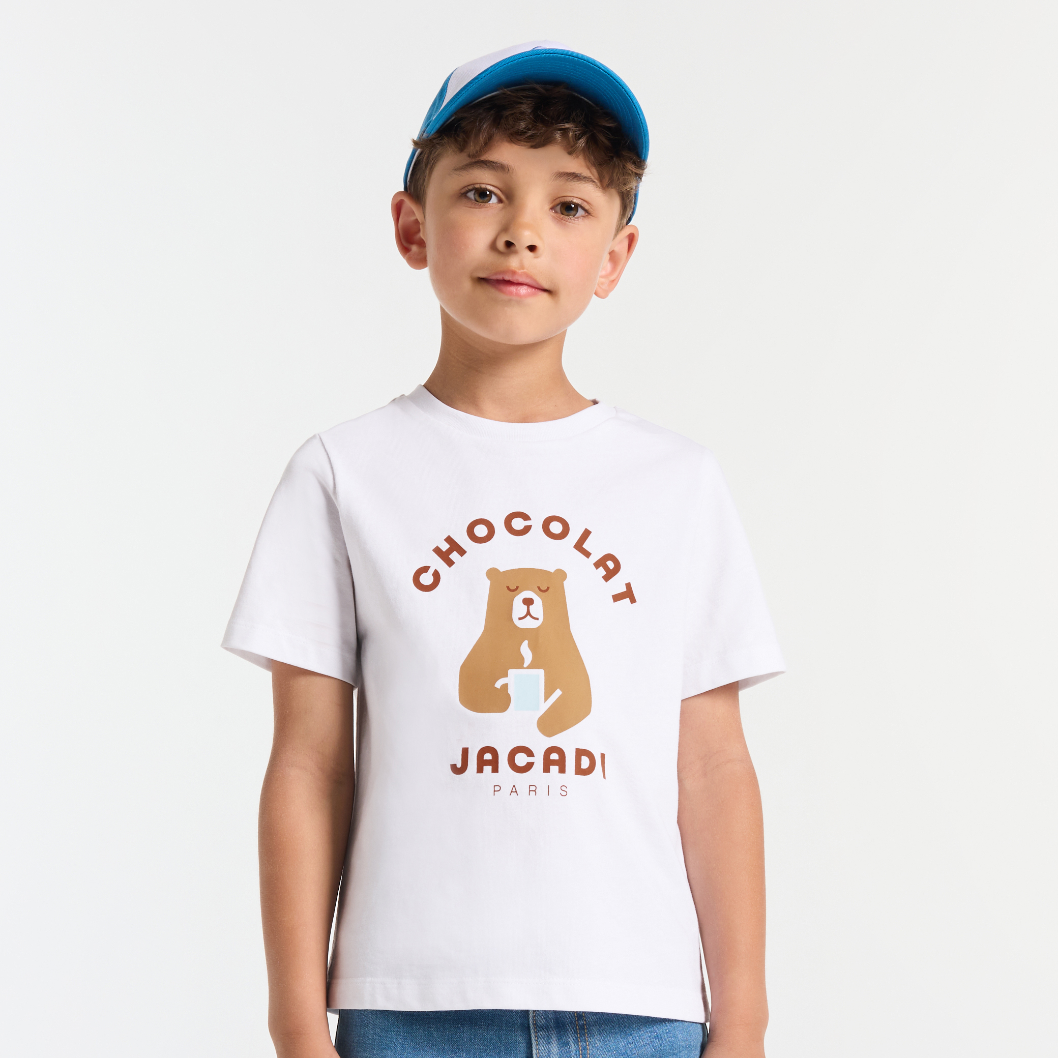 Tricou baieti Chocolat bumbac organic imprimeu ursulet Jacadi