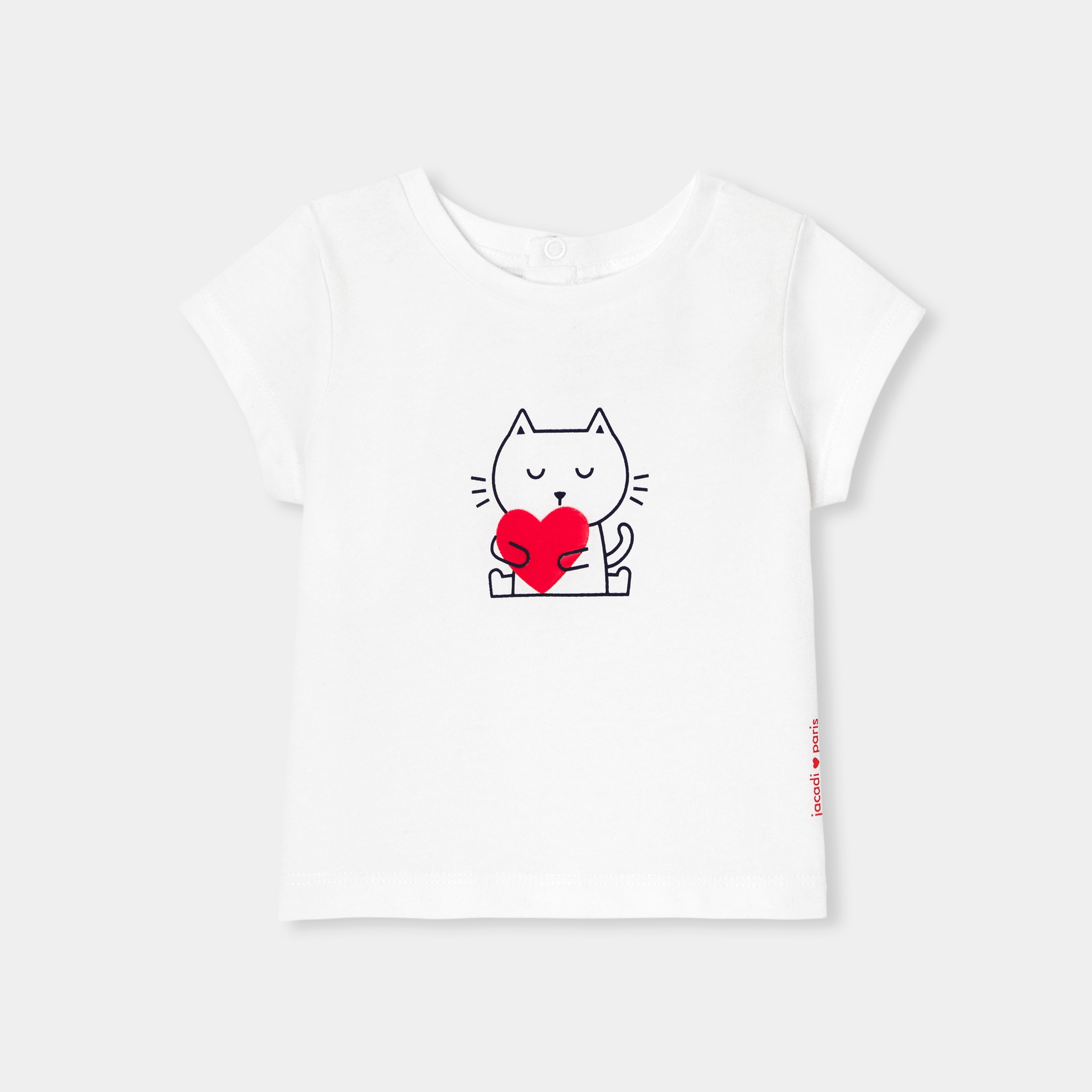 Tricou alb din bumbac pentru fetite cu imprimeu lucios
