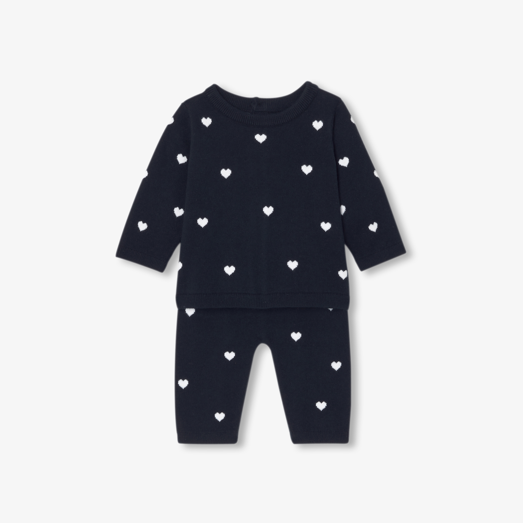 Set de 2 piese din jerseu tricotat cu inimioare